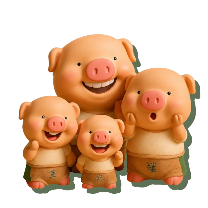 Bannière Atelier Tirelire illustrant une famille de cochons souriants