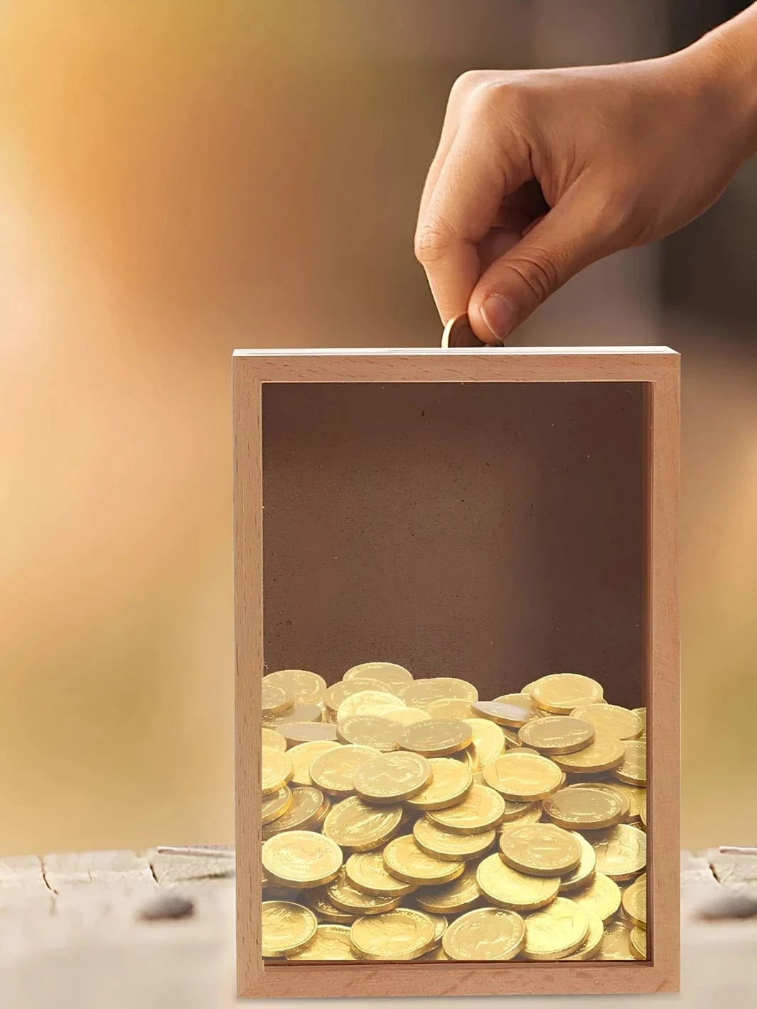 Tirelire cadre en bois