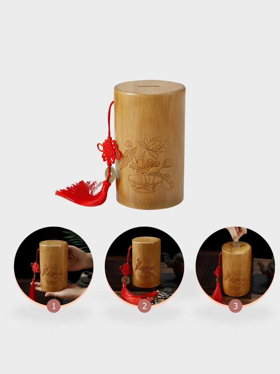 Tirelire chinoise en bois