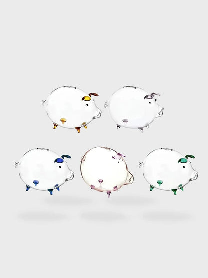 Tirelire cochon en verre