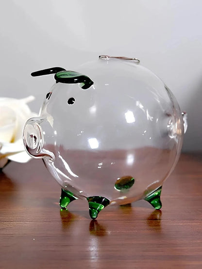 Tirelire cochon en verre