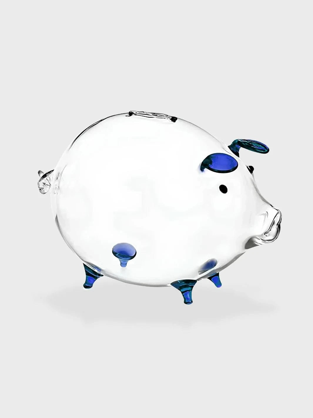 Tirelire cochon en verre Bleu