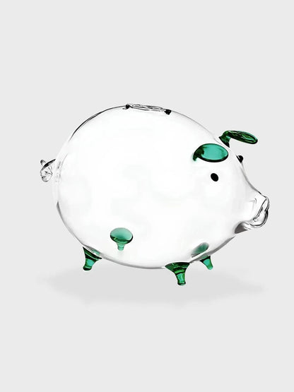 Tirelire cochon en verre Vert