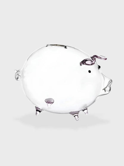 Tirelire cochon en verre Violet