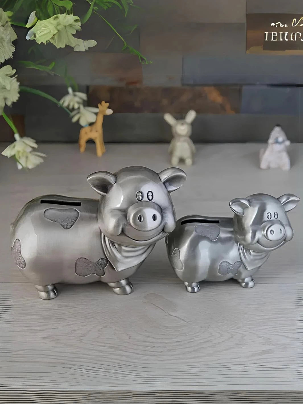 Tirelire cochon métal