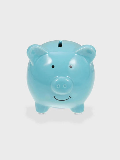 Tirelire cochon porcelaine Bleu