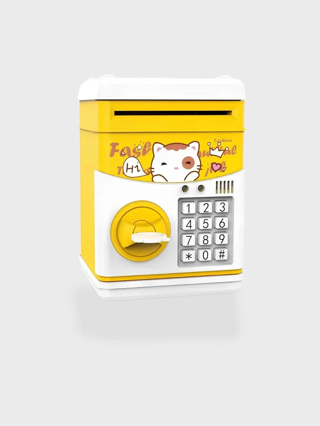 Tirelire coffre-fort avec code Jaune