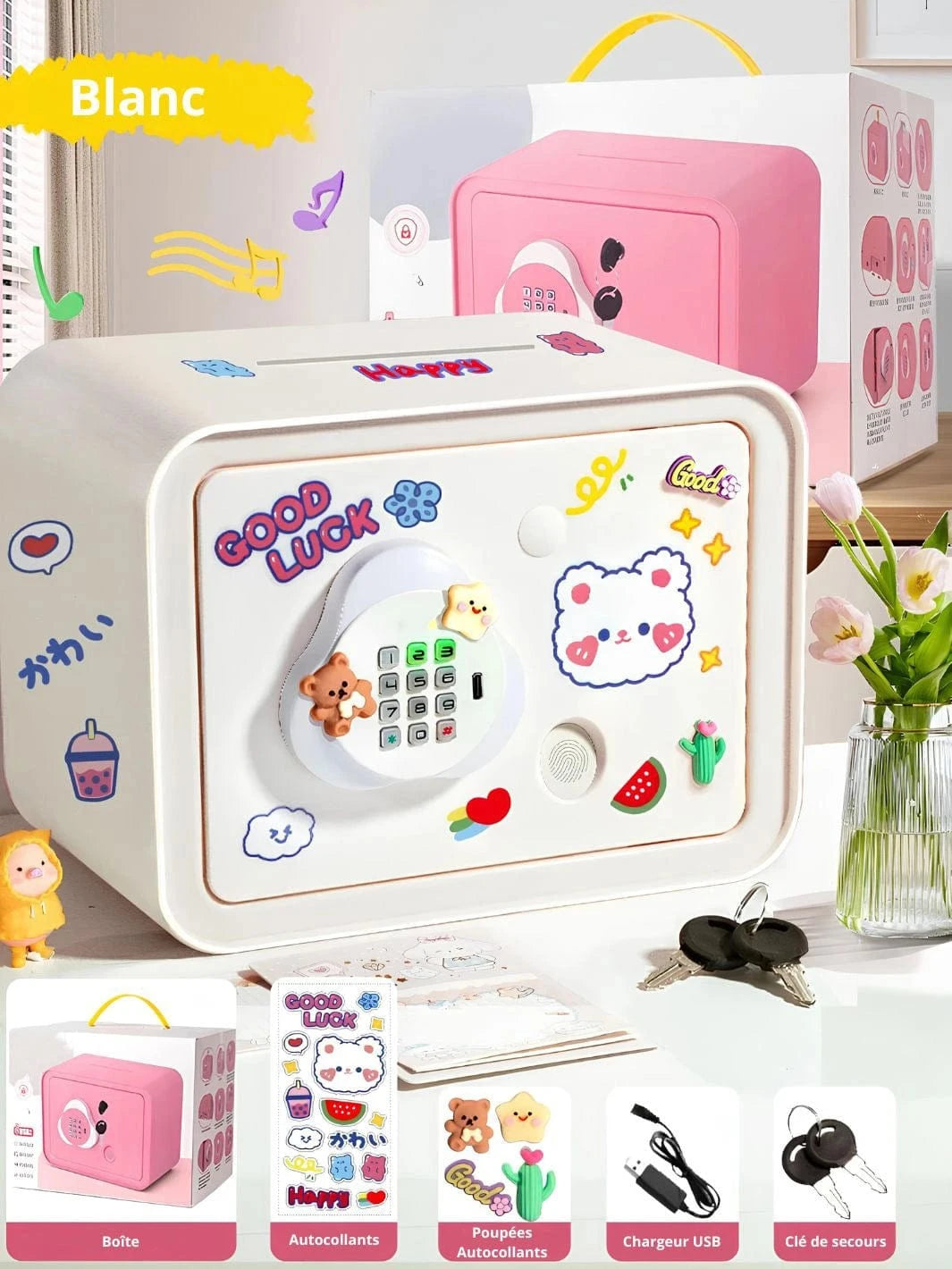 Tirelire coffre fort électronique Blanc