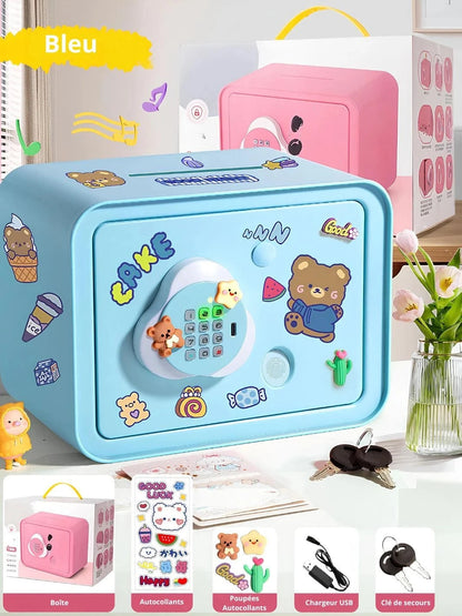 Tirelire coffre fort électronique Bleu
