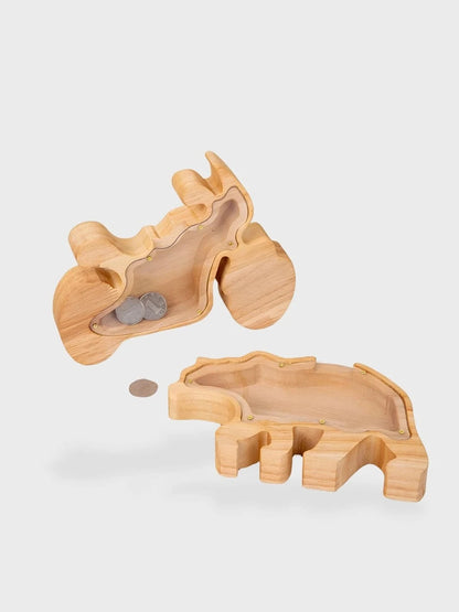 Tirelire en bois animaux