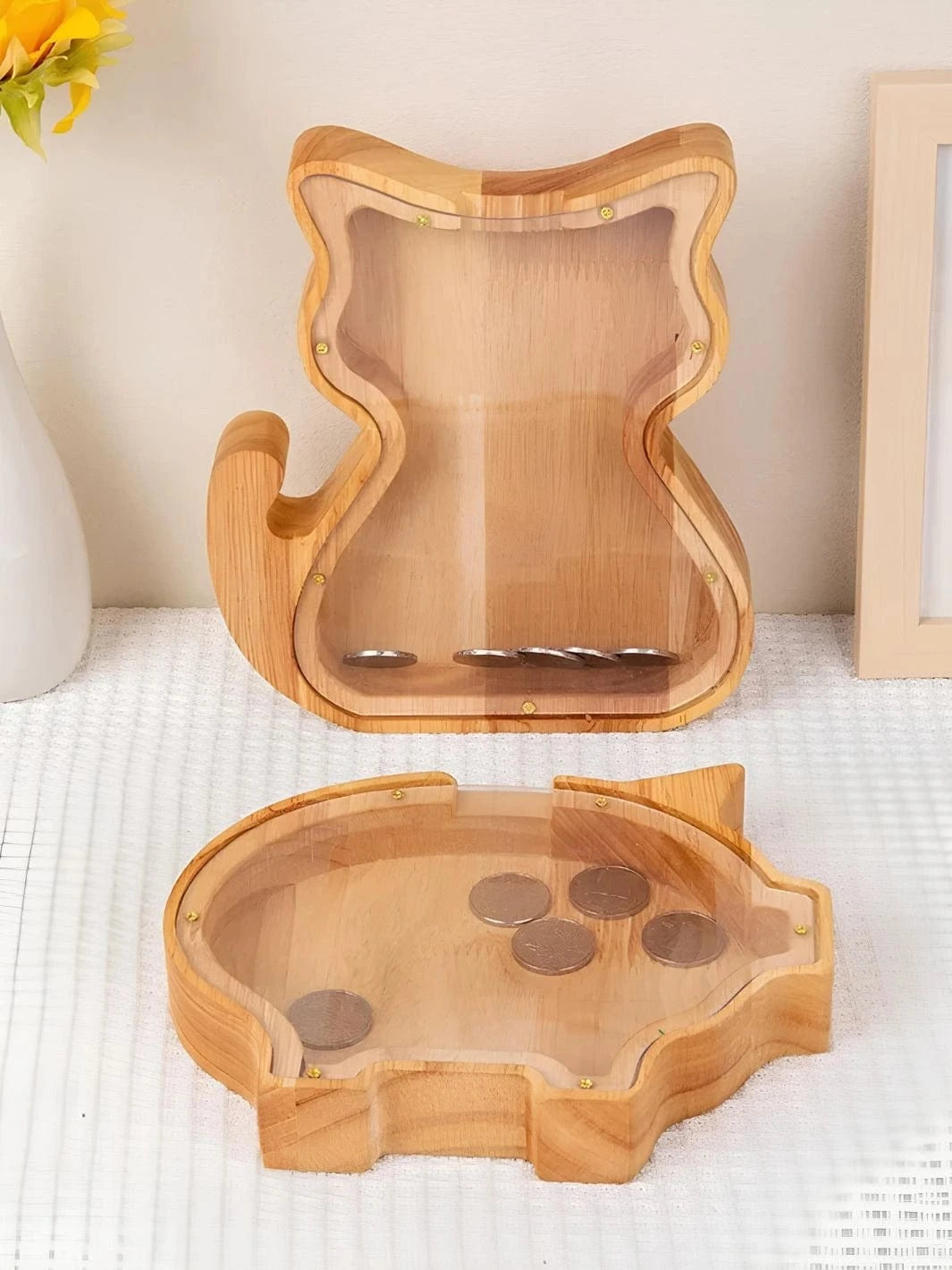 Tirelire en bois animaux