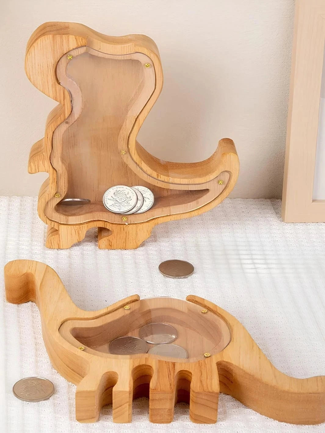 Tirelire en bois animaux