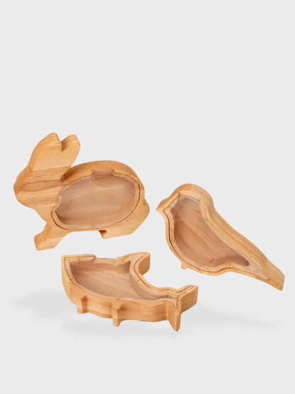 Tirelire en bois animaux