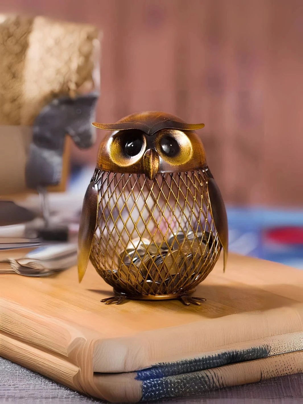 Tirelire en métal en forme de Hibou
