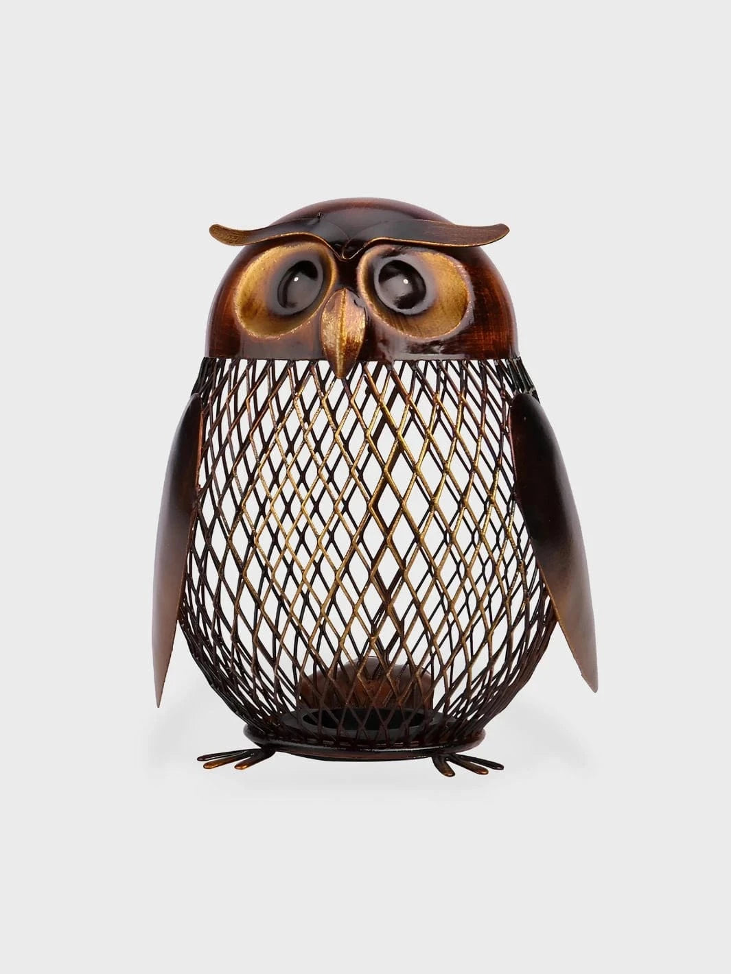 Tirelire en métal en forme de Hibou Marron