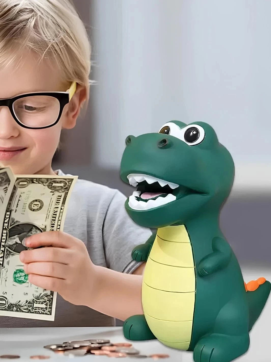 Tirelire garçon dinosaure