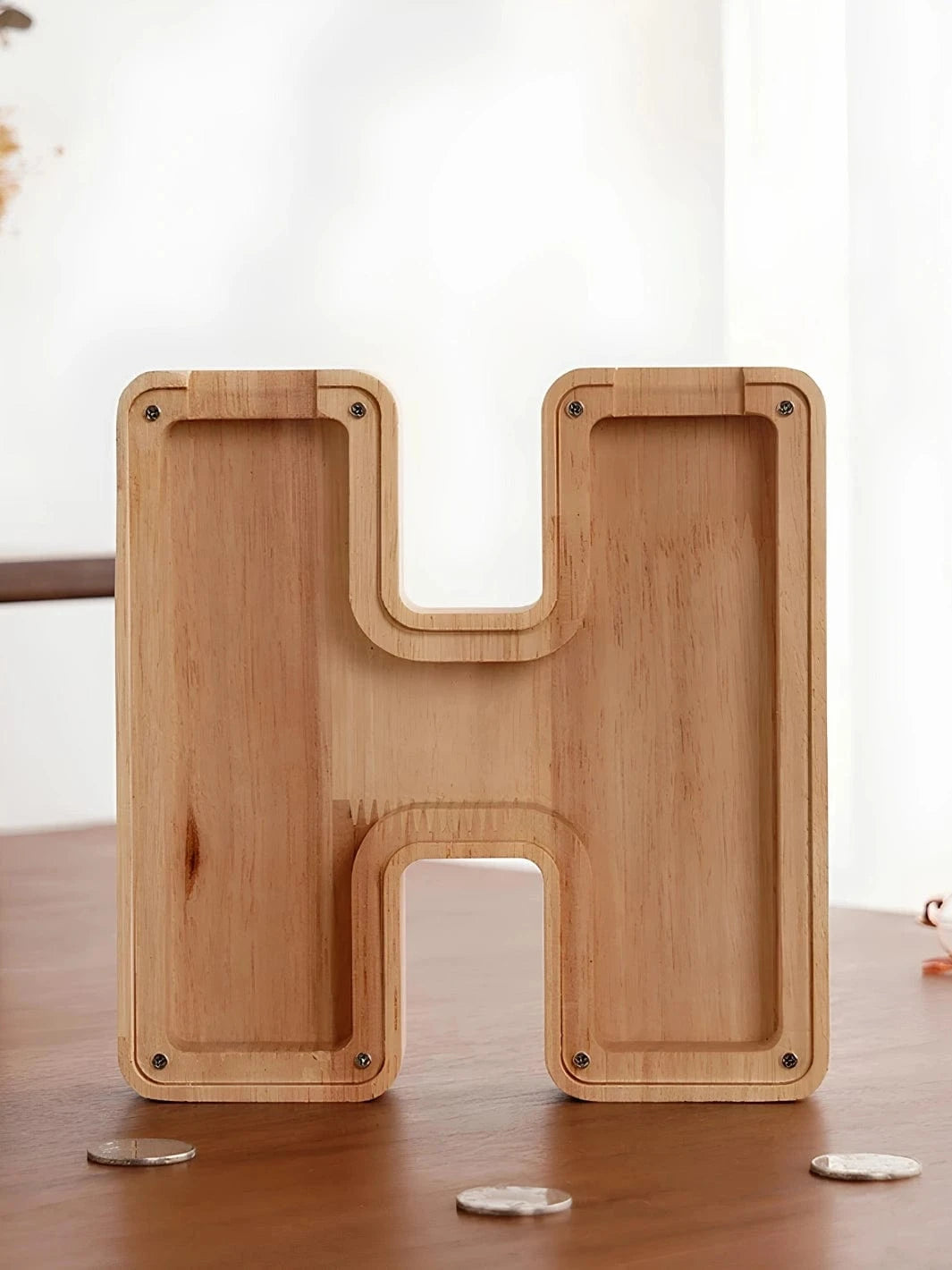 Tirelire lettre en bois H