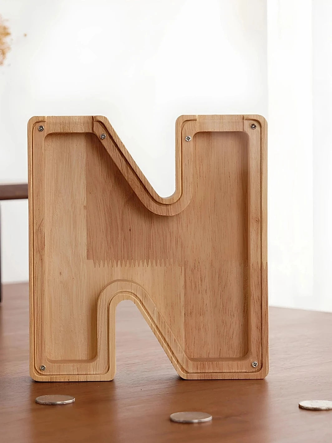 Tirelire lettre en bois N