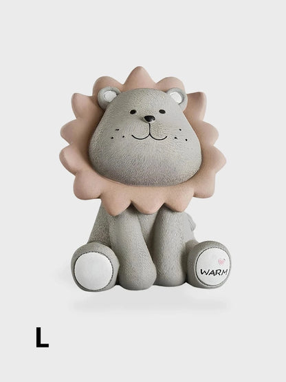 Tirelire Lion Gris / L - 21 x 16 x 15 cm