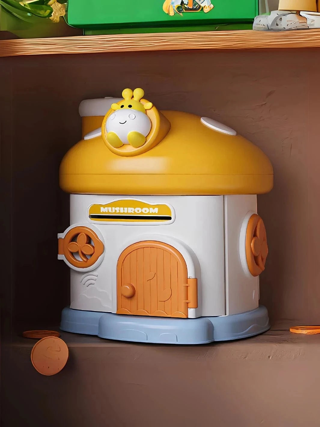 Tirelire maison champignon Jaune