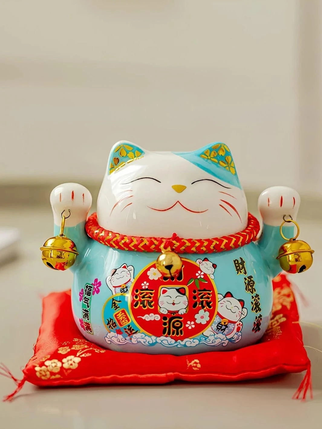 Tirelire Maneki Neko Bleu