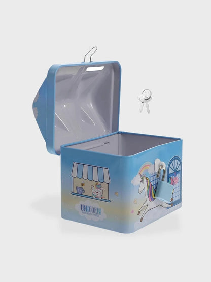 Tirelire métal avec cadenas Bleu