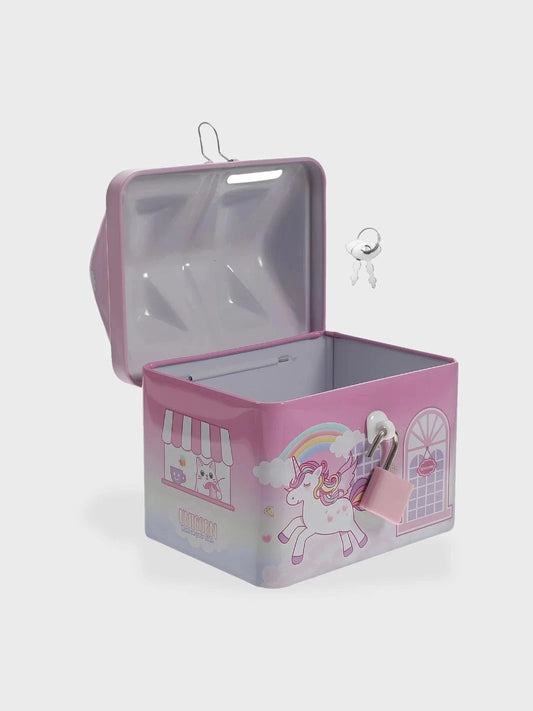 Tirelire métal avec cadenas Rose