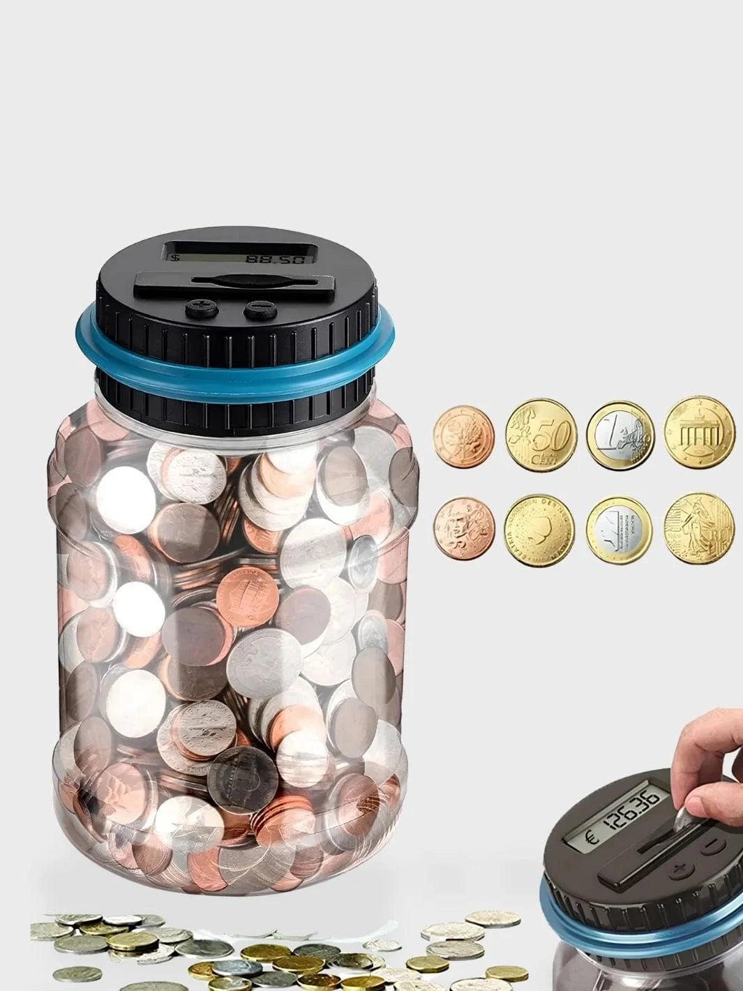 Tirelire qui compte l'argent