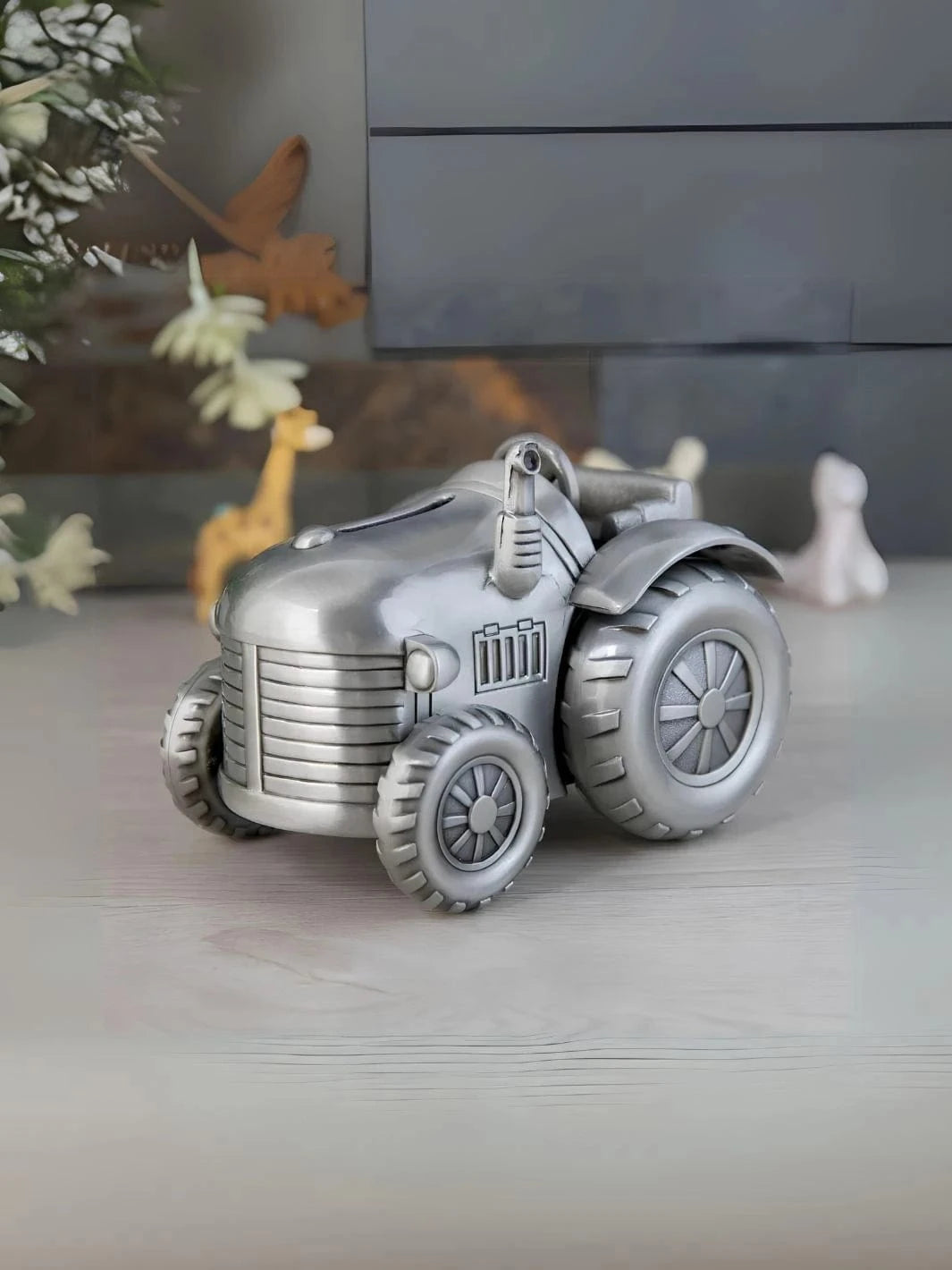 Tirelire tracteur argent