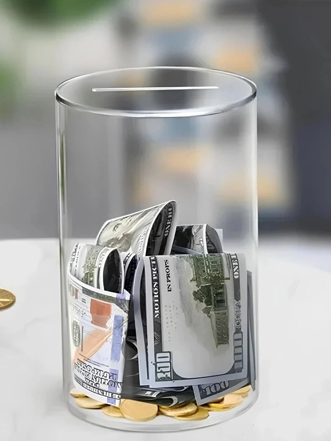Tirelire transparente sans ouverture