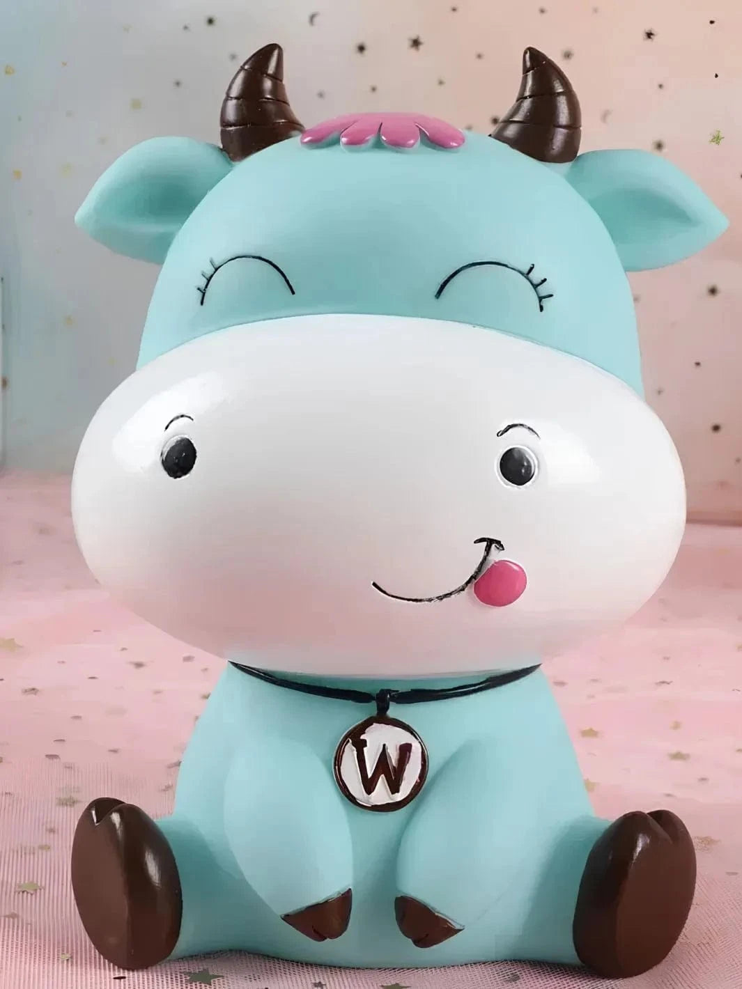 Tirelire vache bleu Fermés / 17 × 13 × 10 cm